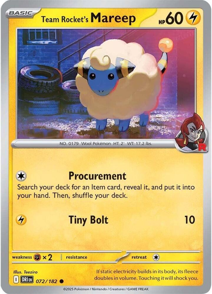 072/182 - Team Rocket's Mareep (Reverse Holo)