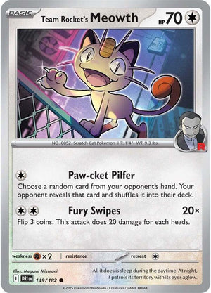 149/182 - Team Rocket's Meowth (Reverse Holo)