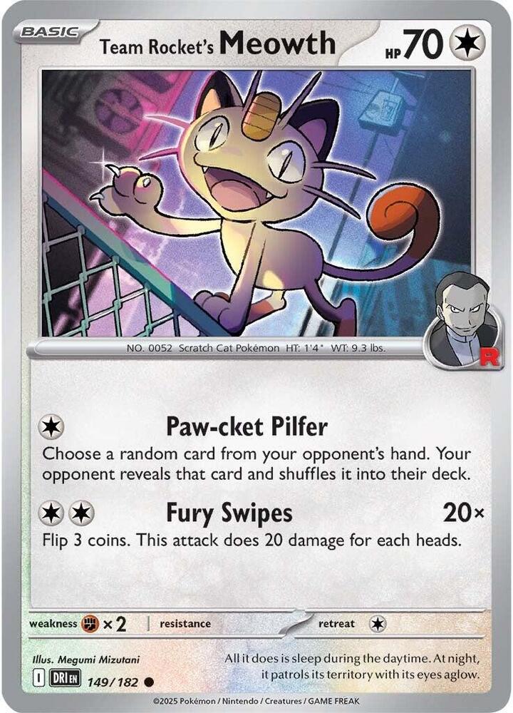 149/182 - Team Rocket's Meowth (Reverse Holo)
