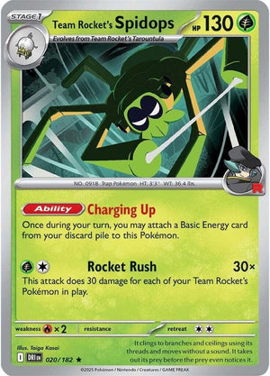 020/182 - Team Rocket's Spidops (reverse holo)