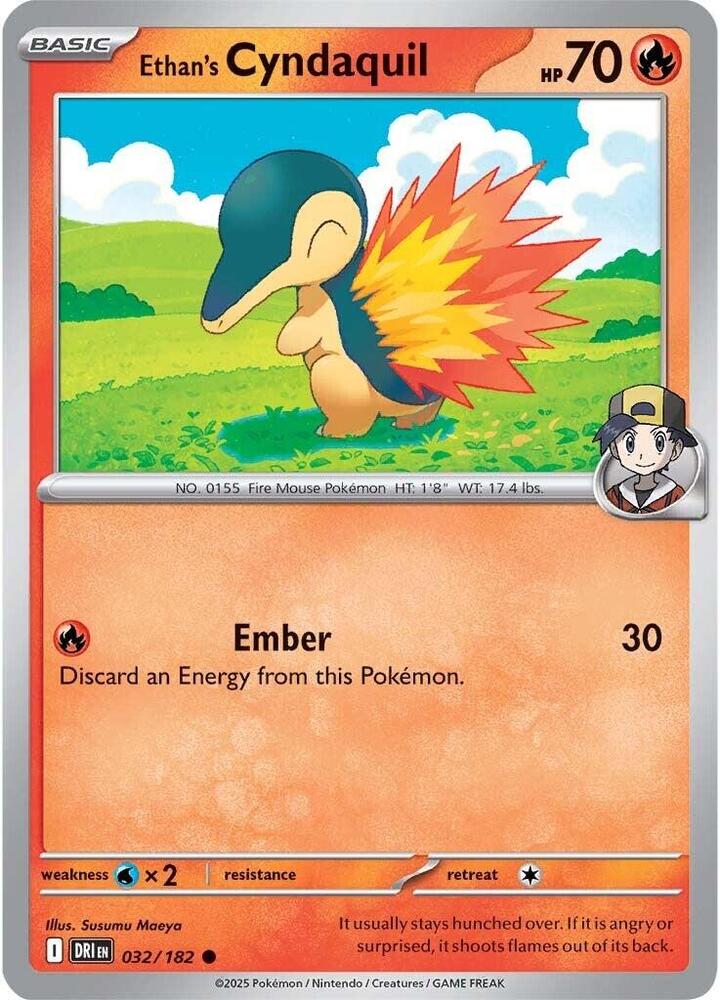 032/182 - Ethan's Cyndaquil (Reverse Holo)