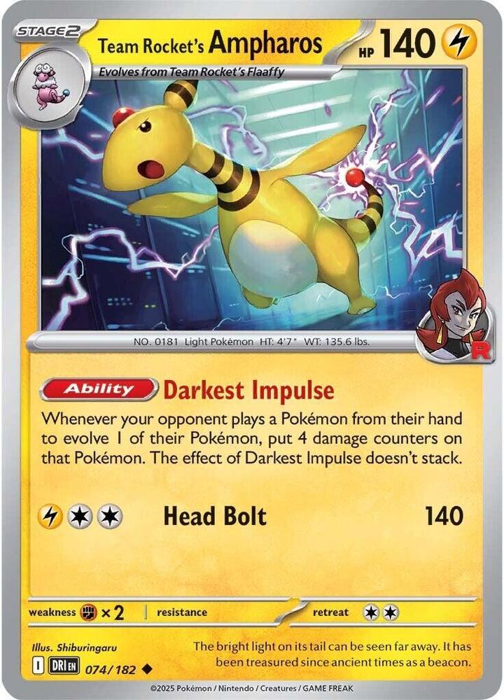 074/182 - Team Rocket's Ampharos (Reverse Holo)