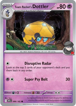 088/182 - Team Rocket's Dottler (Reverse Holo)