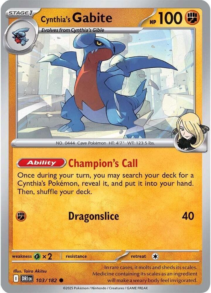 103/182 - Cynthia's Gabite (Reverse Holo)