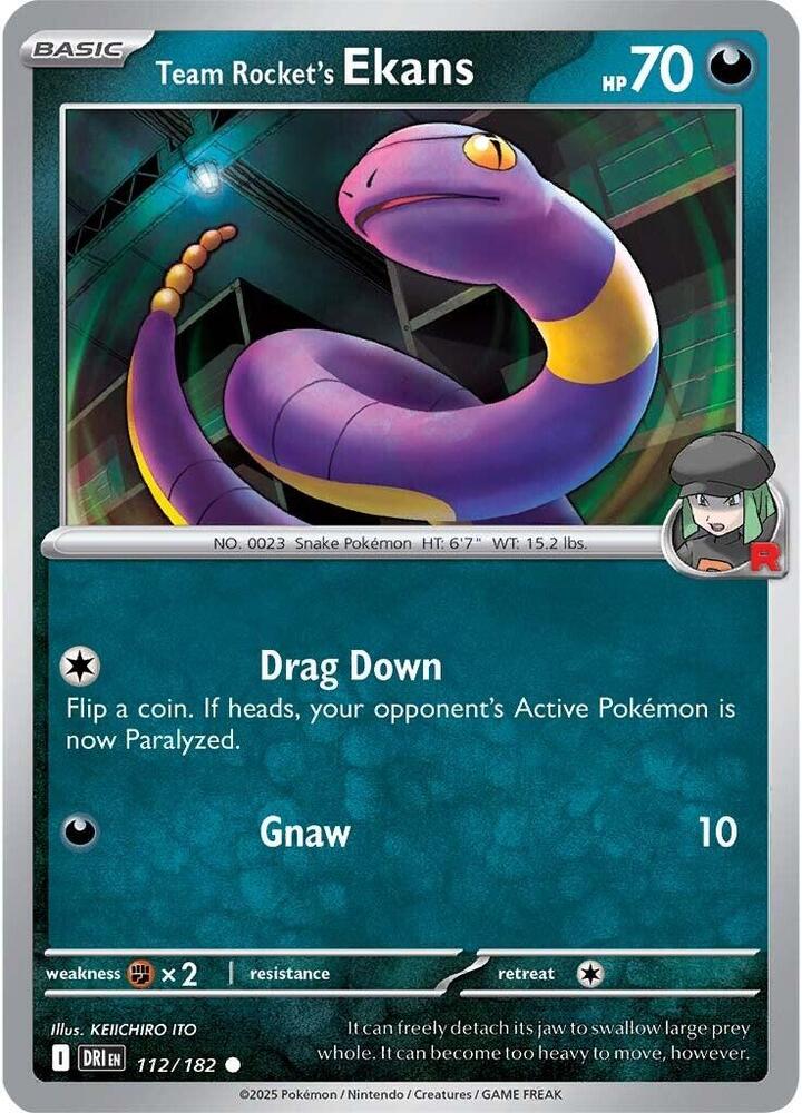 112/182 - Team Rocket's Ekans (Reverse Holo)