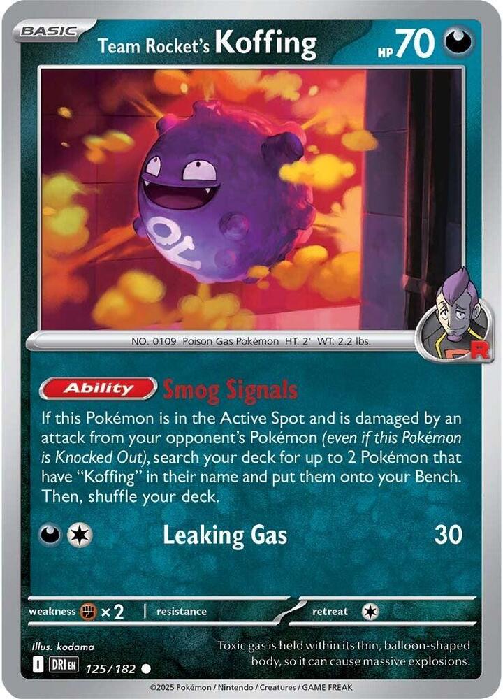 125/182 - Team Rocket's Koffing (Reverse Holo)