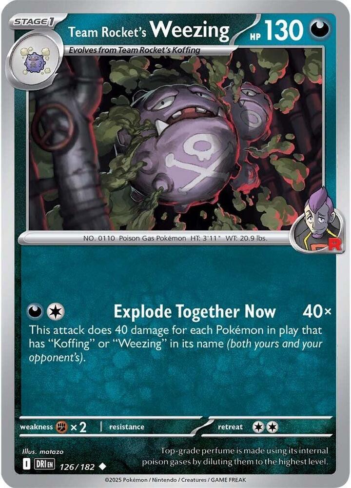 126/182 - Team Rocket's Weezing (Reverse Holo)