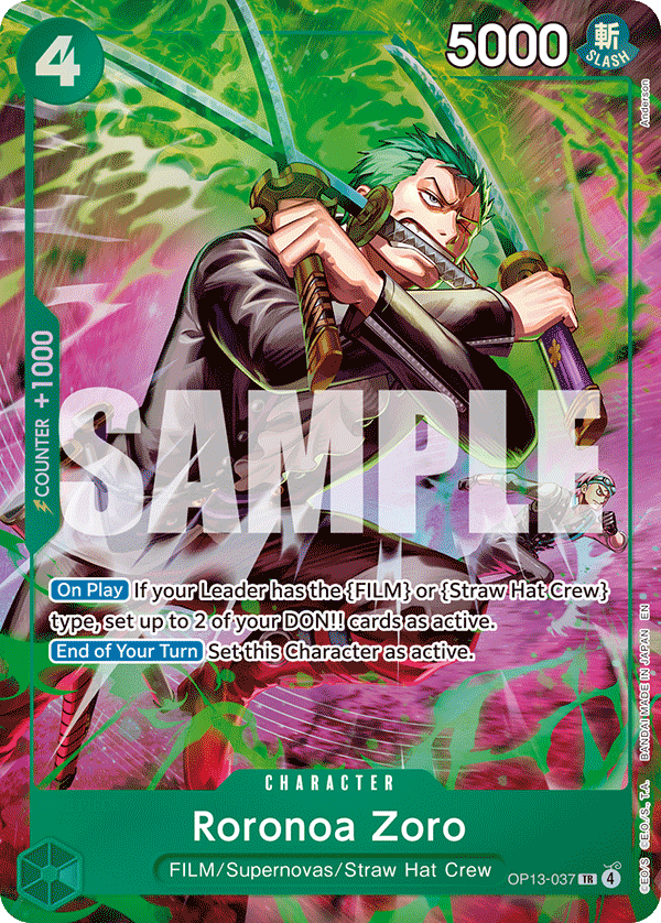 Pre[Single] OP13-037 Roronoa Zoro (OP15)